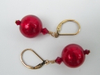 Round Red and Gold Foil Earrings