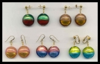 Two-toned, large foil discs of Murano glass, are used in these Venetian bead earrings