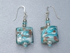 Aqua & White Gold Bombata Earrings with Sterling Silver