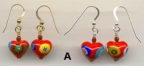 "Baby" Millefiori red heart earrings