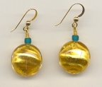Gold Foil & Crystal, Medium Lentil Earrings