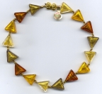 Gold Foil, 4 Colored, Triangle shaped, Venetian Bead Necklace