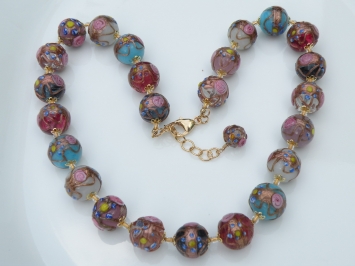 Pink Glass Pearl 10mm 24 inch Vintage Necklace NEW OLD STOCK