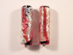 Tubes, 36-38 x 20mm, Red Stripe, Silver, Aventurina