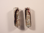 Tubes, 36-38 x 20mm, Black Stripe, Silver, Aventurina