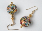 Klimt, 16mm Murano Glass Disc, Millefiori Earrings