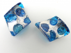 Large White Gold Foil Rhombo with Blue, Aqua Dots