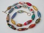Multicolored Oval Bead Necklace, 34 1/2 Inches