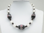 Vintage White & Black Large Oval Fiorato Necklace