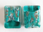 Lagoon Green, Aqua, Silver, Aventurina Rectangles 22x17mm