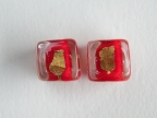 Abstract 12MM Red Cube with Gold Foil