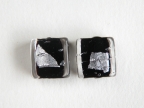 Abstract 12 x 12 x 6 MM Black Flat Cube with Silver Foil