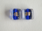 Abstract 12 x 12 x 6 MM Cobalt Blue Flat Cube with Gold Foil