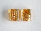 Abstract 12 x 12 x 6 MM Amber Flat Cube with Gold Foil