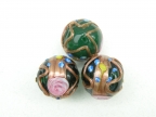 Vintage Dark Green 14mm Fiorato Beads