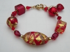 Red, 24 Kt Gold Foil, Aventurina Bracelet