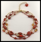 Red and Gold Foil 3 Strand Necklace