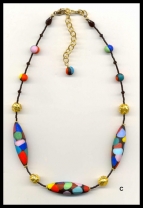 Short "Missoni" oval, mat finished, Venetian bead necklace.