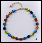 Arlecchino 11mm Cube Venetian Bead Necklace.