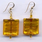 Amber, 21mm Large Square & Gold Foil Earrings