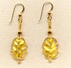 "Baby Leaves", Gold Foil & Crystal Earrings
