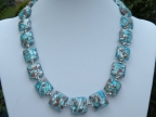 Aqua & White Gold Bombata Bead Necklace