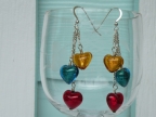 3 Baby Hearts Dangling Chain Earrings
