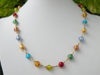 Alessandro's Designed Round 8mm Multicolored, Foil Necklace