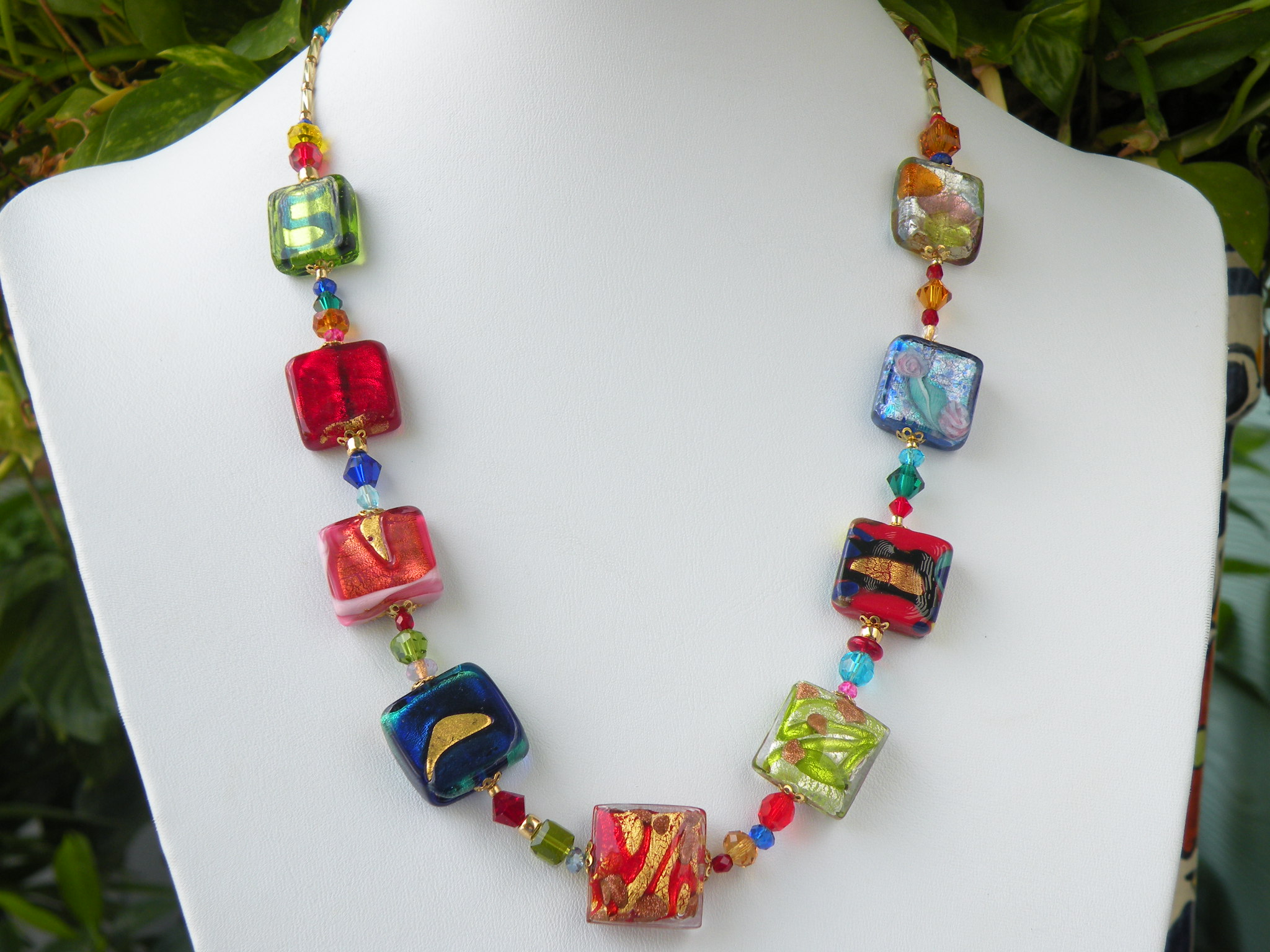 Artistic Square Bead Necklace 21 Inches
