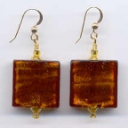 Dark Topaz, 21mm Large Square & Gold Foil Earrings