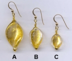 Twist shaped beads, with 24 Karat Gold foil inside