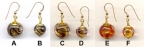 Round, 24 Kt. Gold Foil Venetian beads with Swirls; click for choice of color & size