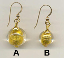 Round Gold foil & shiny Crystal Earrings; 3 Sizes