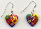 Millefiori 18mm Heart Earrings