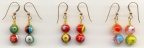 Millefiori, two 8mm round,dangle earrings