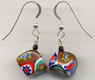 Millefiori Fine-Quality-14mm Cube Earrings