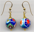 Millefiori, Fine Quality, 14mm Round Earrings