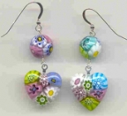 Millefiori Pastel Lace_Heart and Round Earrings
