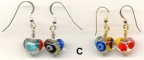 "Baby" Millefiori Crystal Heart Earrings