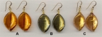 Twist Venetian bead earrings: Topaz, Grigio, or Pink