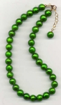 Emerald Green 12mm Round, Gold Foil Necklace