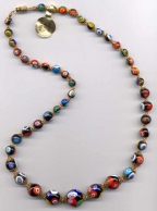 Graduated, Round, Millefiori bead necklace