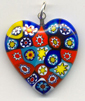 Millefiori Multicaned Heart, 25mm