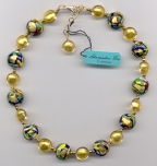 Miro White Lentils and 24 Kt. Gold Foil Necklace