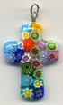 Millefiori, Multicaned, Multicolor, Pastel "Lace" Cross, 30x20mm