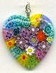 Millefiori, Multicaned, Multicolor, Pastel "Lace" Heart, 25mm