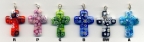 Millefiori, Medium, Multicaned, Crosses, 30x20mm