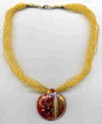 Red Reticello, Oro Seed Bead Necklace