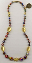 Round Graduated Millefiori Necklace with Gold