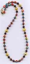 Round, 8mm Millefiori & Gold "Paint Drip"